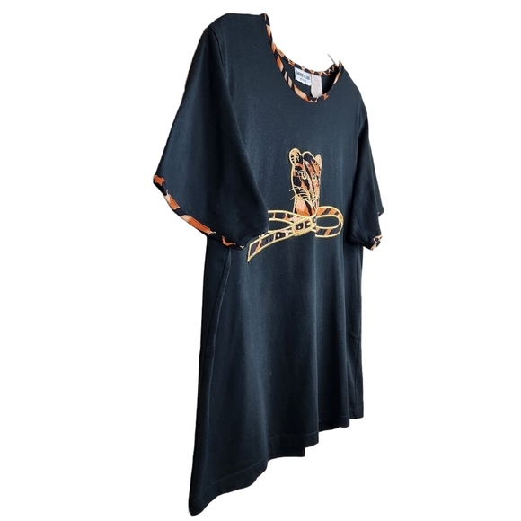 Vintage Bonnie Blain Black Cheetah Leopard Short Sleeve T-Shirt Blouse Large - Picture 2 of 6